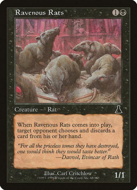 Ravenous Rats - Urza's Destiny Magic: The Gathering trading card