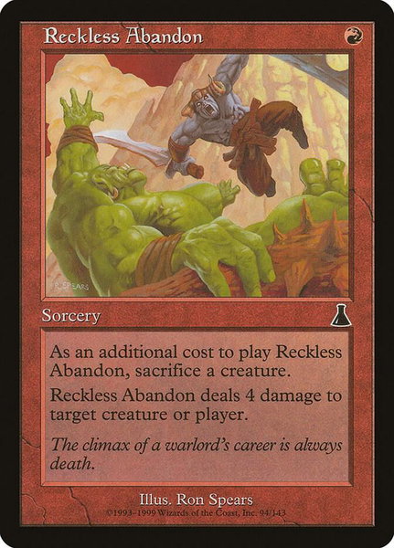 Reckless Abandon trading card from Urza's Destiny Reckless Abandon - Urza's Destiny Magic: The Gathering trading card