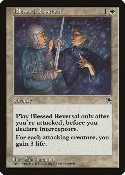 Blessed Reversal trading card from Portal Blessed Reversal - Portal Magic: The Gathering trading card