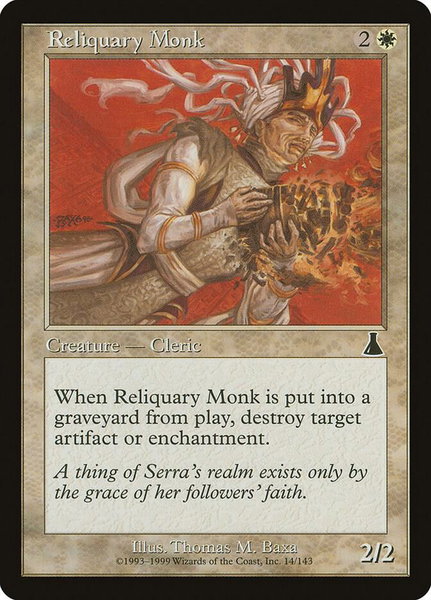 Reliquary Monk trading card from Urza's Destiny Reliquary Monk - Urza's Destiny Magic: The Gathering trading card