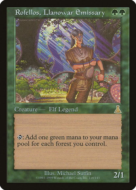 Rofellos, Llanowar Emissary - Urza's Destiny Magic: The Gathering trading card