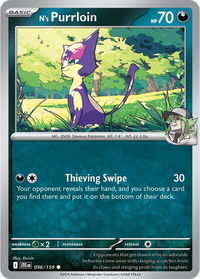 N's Purrloin - SV09: Journey Together (JTG) #096/159 - Common Pokémon Trading Card
