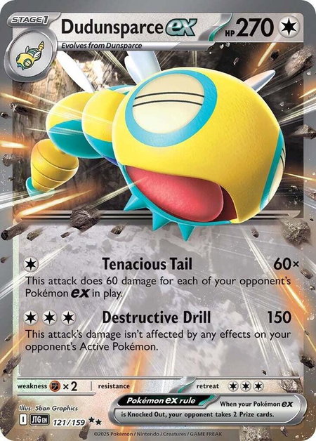 Dudunsparce ex - 121/159 - SV09: Journey Together Pokémon trading card