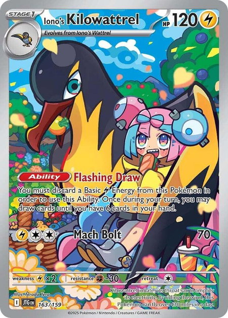 Iono's Kilowattrel - 163/159 - SV09: Journey Together Pokémon trading card