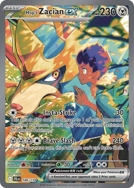 Hop's Zacian ex - 186/159 - SV09: Journey Together Pokémon trading card