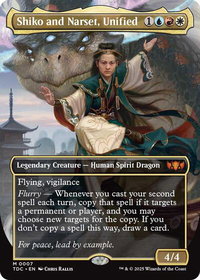 Shiko and Narset, Unified (Borderless) - Commander: Tarkir: Dragonstorm (TDC) #7 - Mythic Rare Magic: The Gathering Trading Card