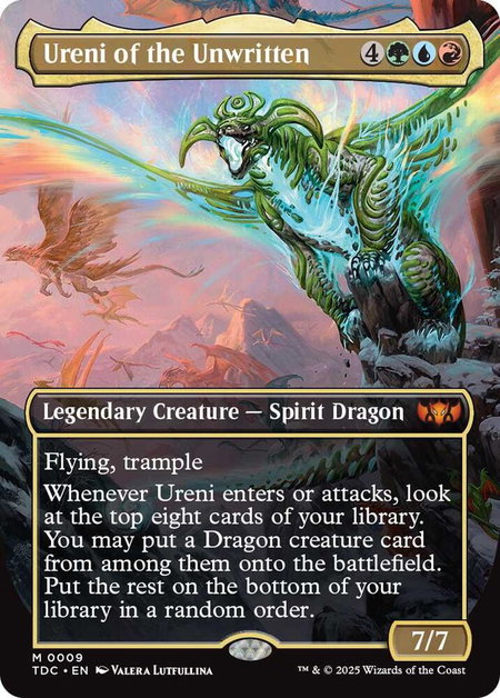 Ureni of the Unwritten (Borderless) - Commander: Tarkir: Dragonstorm Magic: The Gathering trading card