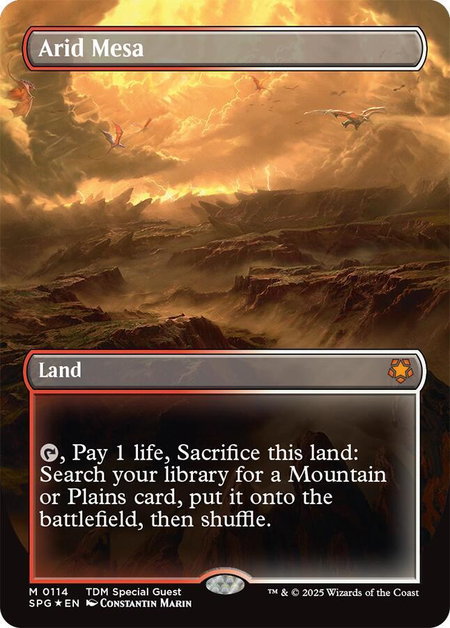 Arid Mesa (Borderless) (Dragonscale Foil) - Special Guests Magic: The Gathering trading card