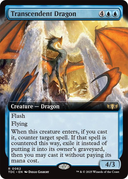 Transcendent Dragon (Extended Art) - Commander: Tarkir: Dragonstorm Magic: The Gathering trading card