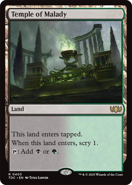 Temple of Malady - Commander: Tarkir: Dragonstorm Magic: The Gathering trading card