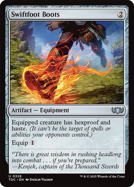 Swiftfoot Boots - Commander: Tarkir: Dragonstorm Magic: The Gathering trading card
