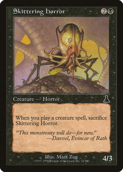 Skittering Horror trading card from Urza's Destiny Skittering Horror - Urza's Destiny Magic: The Gathering trading card
