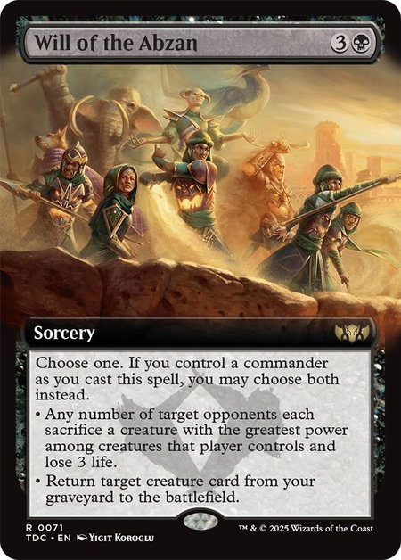 Will of the Abzan (Extended Art) - Commander: Tarkir: Dragonstorm Magic: The Gathering trading card