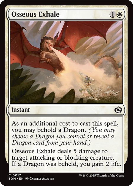 Osseous Exhale - Tarkir: Dragonstorm Magic: The Gathering trading card