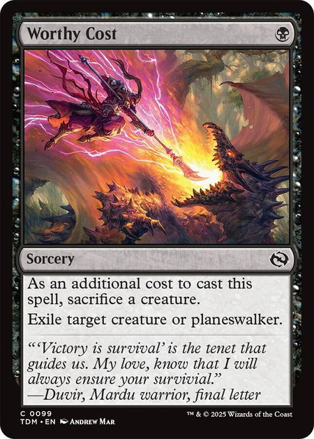 Worthy Cost - Tarkir: Dragonstorm Magic: The Gathering trading card