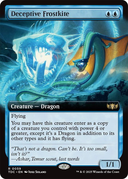 Deceptive Frostkite (Extended Art) - Commander: Tarkir: Dragonstorm Magic: The Gathering trading card