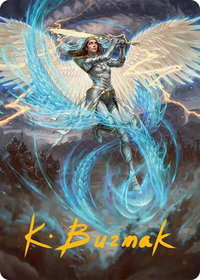 Elspeth, Storm Slayer Art Card (49/54) (Gold-Stamped Signature) - Art Series: Tarkir: Dragonstorm (AATDM) #49 - Special Magic: The Gathering Trading Card