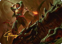 Sarkhan's Resolve Art Card (18/54) (Gold-Stamped Signature) - Art Series: Tarkir: Dragonstorm (AATDM) #18 - Special Magic: The Gathering Trading Card