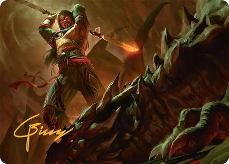 Sarkhan's Resolve Art Card (18/54) (Gold-Stamped Signature) - Art Series: Tarkir: Dragonstorm Magic: The Gathering trading card