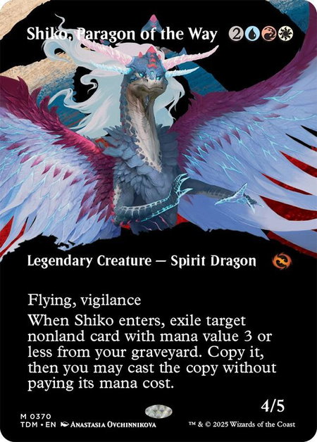 Shiko, Paragon of the Way (Borderless) - Tarkir: Dragonstorm Magic: The Gathering trading card