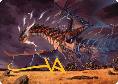 Neriv, Heart of the Storm Art Card (25/54) (Gold-Stamped Signature) trading card from Art Series: Tarkir: Dragonstorm Neriv, Heart of the Storm Art Card (25/54) (Gold-Stamped Signature) - Art Series: Tarkir: Dragonstorm Magic: The Gathering trading card