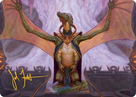 Kheru Goldkeeper Art Card (36/54) (Gold-Stamped Signature) trading card from Art Series: Tarkir: Dragonstorm Kheru Goldkeeper Art Card (36/54) (Gold-Stamped Signature) - Art Series: Tarkir: Dragonstorm Magic: The Gathering trading card