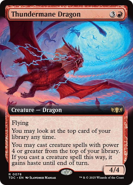 Thundermane Dragon (Extended Art) - Commander: Tarkir: Dragonstorm Magic: The Gathering trading card