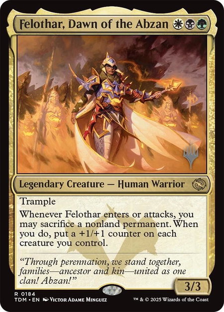 Felothar, Dawn of the Abzan - Promo Pack: Tarkir: Dragonstorm Magic: The Gathering trading card