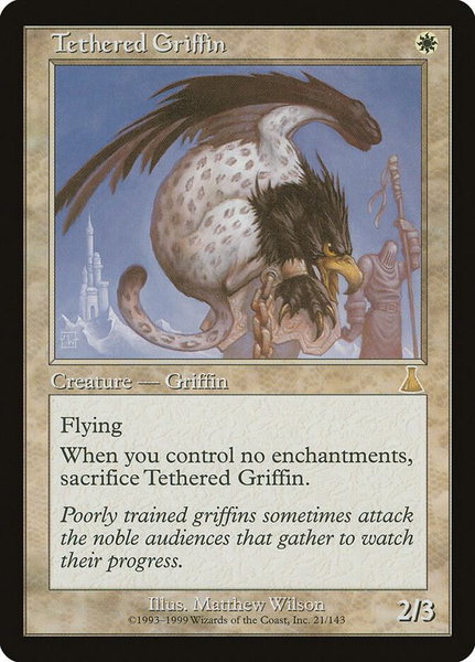 Tethered Griffin trading card from Urza's Destiny Tethered Griffin - Urza's Destiny Magic: The Gathering trading card