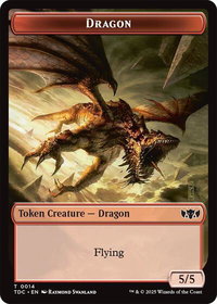Dragon (0014) // Treasure Double-Sided Token - Commander: Tarkir: Dragonstorm (TDC) #14 // 16 - Token Magic: The Gathering Trading Card
