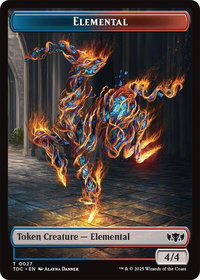 Elemental (0027) // Monk Double-Sided Token - Commander: Tarkir: Dragonstorm (TDC) #27 // 3 - Token Magic: The Gathering Trading Card
