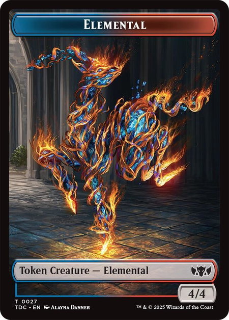 Elemental (0027) // Monk Double-Sided Token - Commander: Tarkir: Dragonstorm Magic: The Gathering trading card