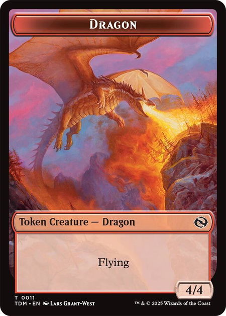 Dragon (0011) // Warrior Double-Sided Token - Tarkir: Dragonstorm Magic: The Gathering trading card