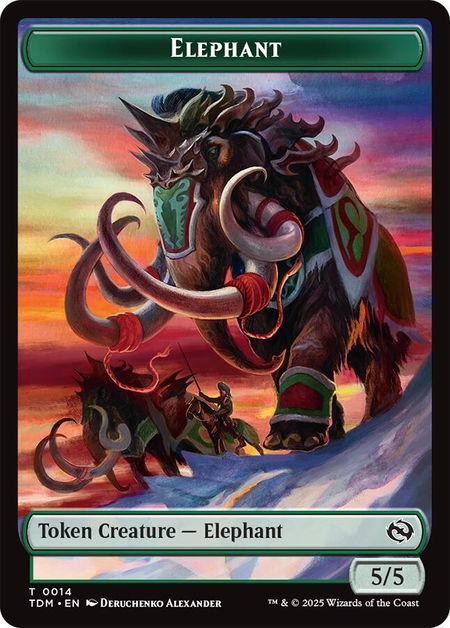 Elephant // Treasure  Double-Sided Token - Tarkir: Dragonstorm Magic: The Gathering trading card