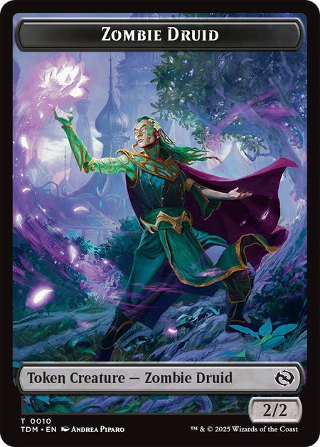 Zombie Druid // Treasure Double-Sided Token - Tarkir: Dragonstorm Magic: The Gathering trading card