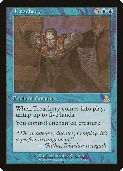 Treachery trading card from Urza's Destiny Treachery - Urza's Destiny Magic: The Gathering trading card