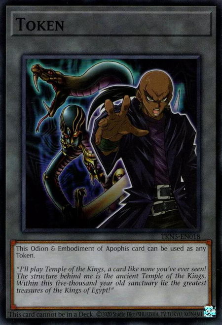 Token: Odion & Embodiment of Apophis - Supreme Darkness YuGiOh trading card
