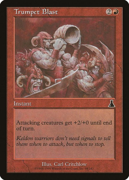 Trumpet Blast trading card from Urza's Destiny Trumpet Blast - Urza's Destiny Magic: The Gathering trading card