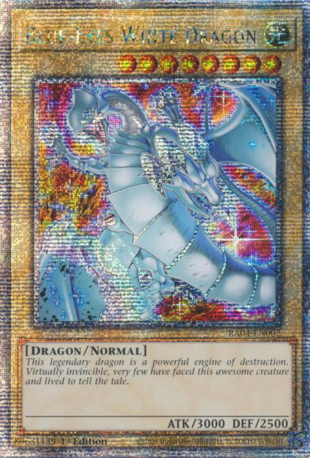 Blue-Eyes White Dragon (New Art) (Quarter Century Secret Rare) - Quarter Century Stampede YuGiOh trading card