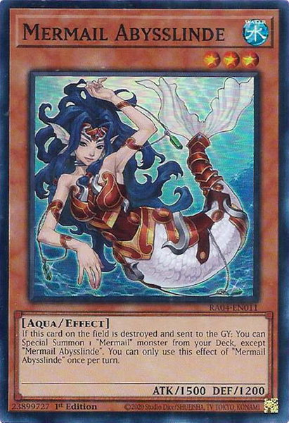 Mermail Abysslinde trading card from Quarter Century Stampede Mermail Abysslinde - Quarter Century Stampede YuGiOh trading card