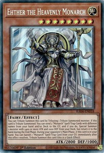 Ehther the Heavenly Monarch (PCR) - Quarter Century Stampede  #RA04-EN018 - Prismatic Collector's Rare YuGiOh Trading Card