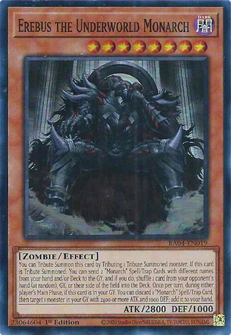 Erebus the Underworld Monarch trading card from Quarter Century Stampede Erebus the Underworld Monarch - Quarter Century Stampede YuGiOh trading card