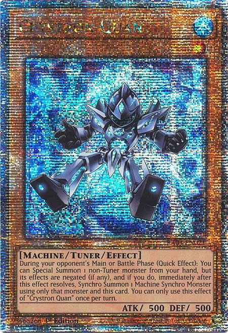 Crystron Quan (Quarter Century Secret Rare) trading card from Quarter Century Stampede Crystron Quan (Quarter Century Secret Rare) - Quarter Century Stampede YuGiOh trading card