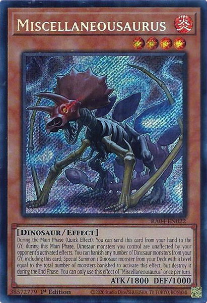 Miscellaneousaurus (Secret Rare) trading card from Quarter Century Stampede Miscellaneousaurus (Secret Rare) - Quarter Century Stampede YuGiOh trading card
