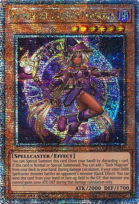 Apprentice Illusion Magician (Quarter Century Secret Rare) trading card from Quarter Century Stampede Apprentice Illusion Magician (Quarter Century Secret Rare) - Quarter Century Stampede YuGiOh trading card