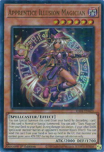 Apprentice Illusion Magician (UR) trading card from Quarter Century Stampede Apprentice Illusion Magician (UR) - Quarter Century Stampede YuGiOh trading card
