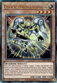 Utopic Onomatopoeia (PUR) - Quarter Century Stampede #RA04-EN028 - Prismatic Ultimate Rare YuGiOh Trading Card