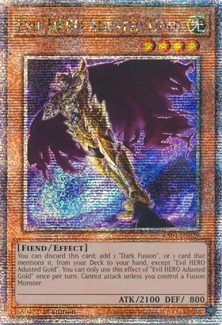 Evil HERO Adusted Gold (Quarter Century Secret Rare) - Quarter Century Stampede YuGiOh trading card