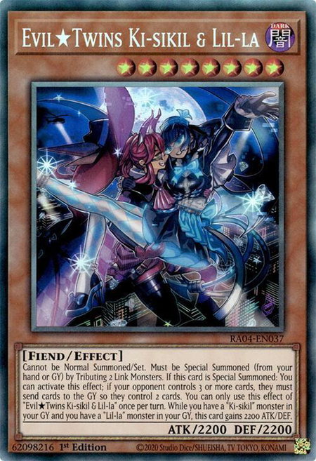 Evil Twins Ki-sikil & Lil-la (PCR) trading card from Quarter Century Stampede Evil Twins Ki-sikil & Lil-la (PCR) - Quarter Century Stampede YuGiOh trading card