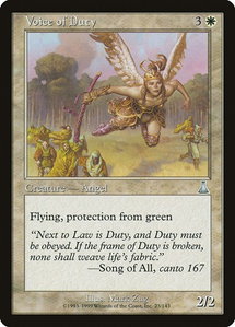 Voice of Duty - Urza's Destiny (UDS) #23 - Uncommon Magic: The Gathering Trading Card